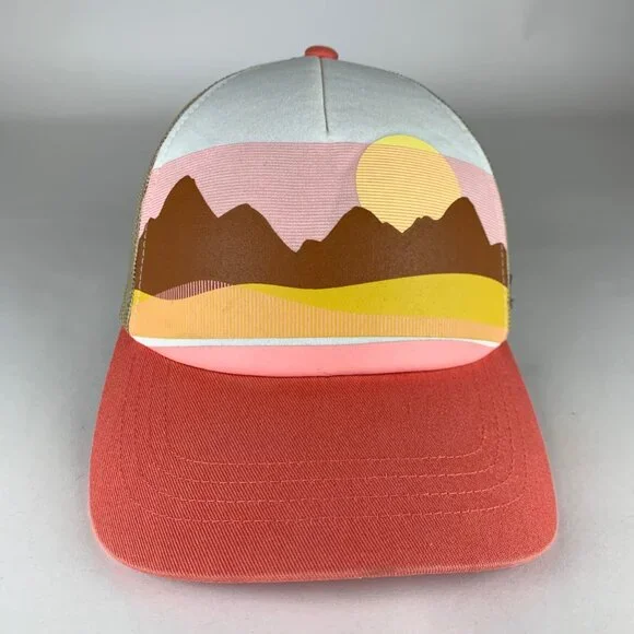 Columbia Unisex Beige White Pink Foam Snapback Trucker Hat - Picture 2 of 4